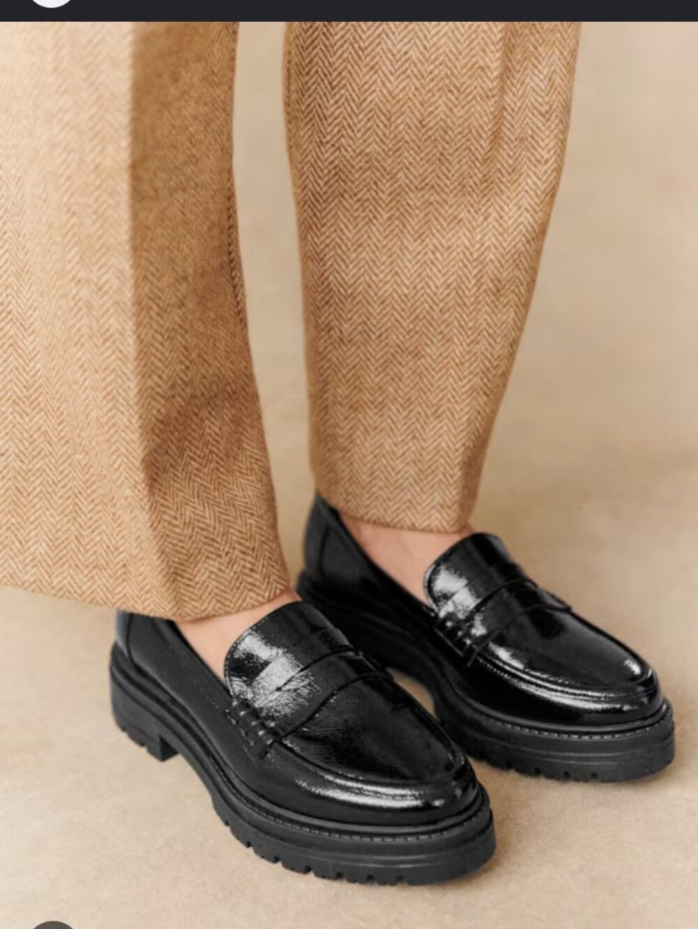 Sezane Albane Loafers Size US7/Fr 38 Patent Black Leather